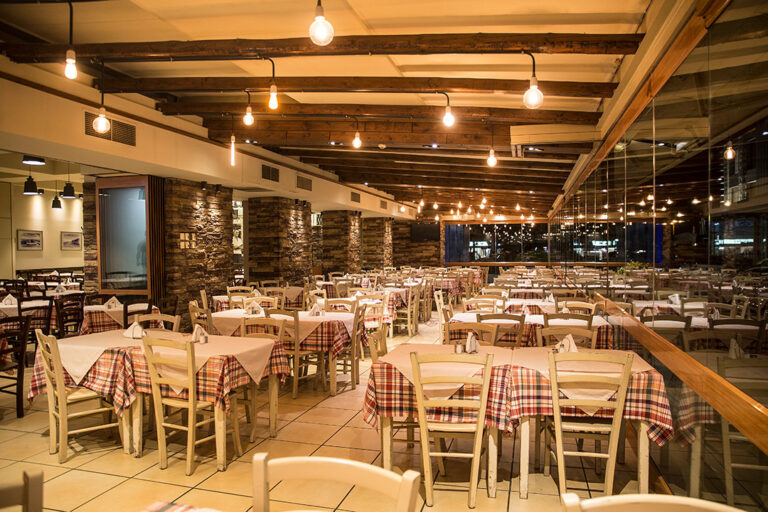 Interior of George’s Steak House restaurant in Athens