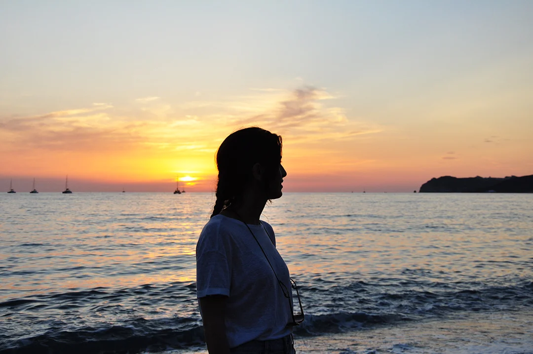 Sunset at a beach in Santorini Island Greece