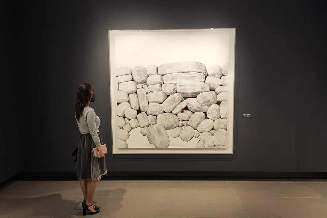 Sotiris Sorogas, The Time of Memory in His Artistic Language exhibition, Stones and poppy painting