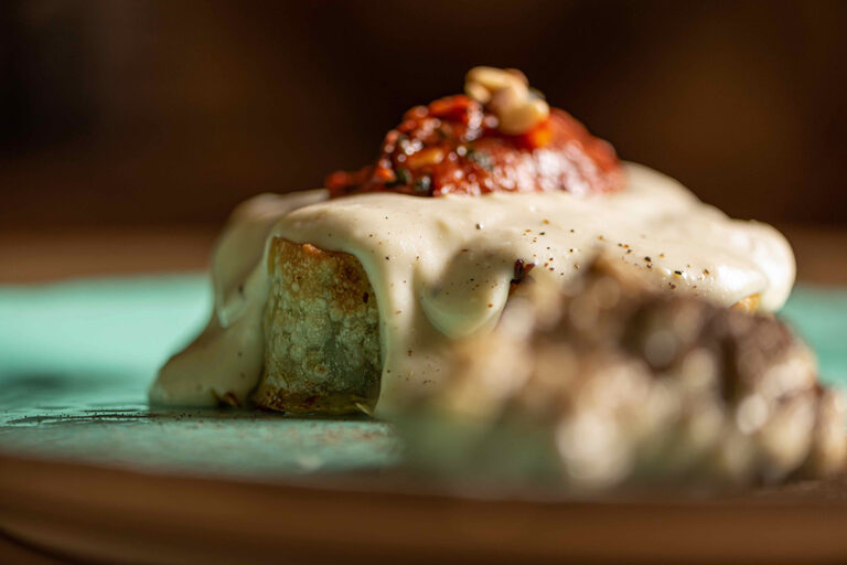 Detail of gourmet Pastitsio dish, Greek cuisine